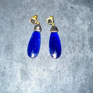 One of a Kind Ocean Blue Drop Sparkle Earrings